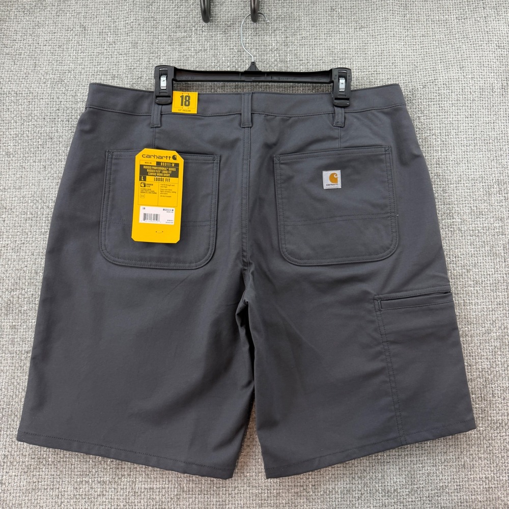 Carhartt Rugged Professional Work Shorts Women's 18 Grey Canvas - Picture 2 of 7